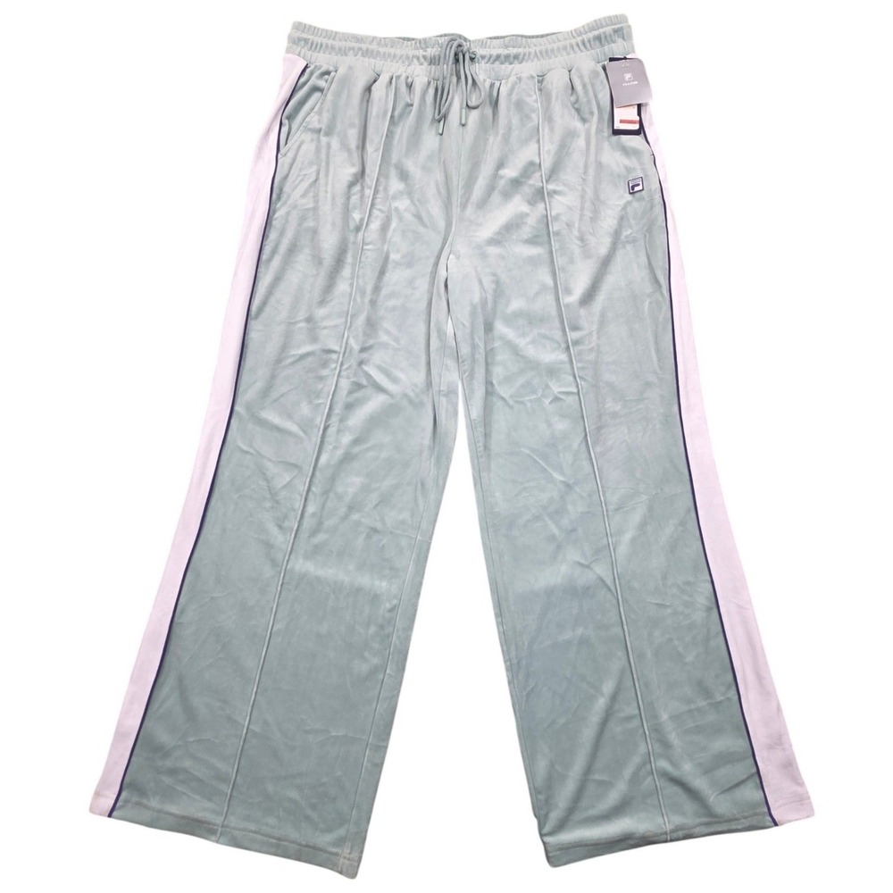 NWT Fila Valery Track Pant Plus Size 2X Sage Green Wide Leg Side Stripe LX23D124 - Picture 3 of 12